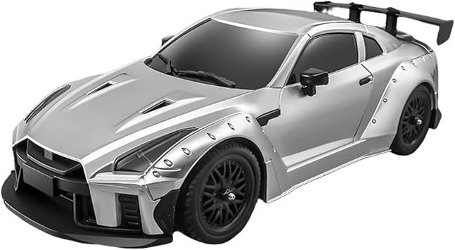 RC Drift Car, MN-268 1/16 Scale 2.4G Full-Proportional Steering RC Drift Car Model, RWD GTR R35 with Gyro, Dual-Speed, LED Lights, RTR Model Dual-Speed Modes/RTR Version/Silver