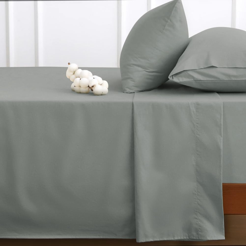 HYPREST Cotton Sheets King Size,18 Inch Deep Pocket King Sheets Hotel Luxury Soft Light Grey - 600 Thread Count