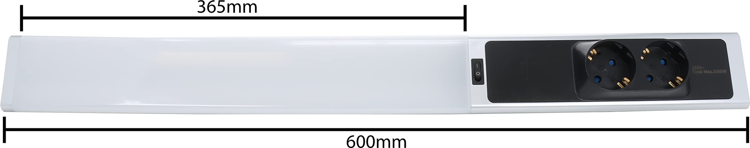 Bold Luminaria LED para Debajo del Armario de Cocina con 2 Tomas (1750 lúmenes | 18 W | 4000k Blanco Neutro | IP20 | 60 cm de Longitud)