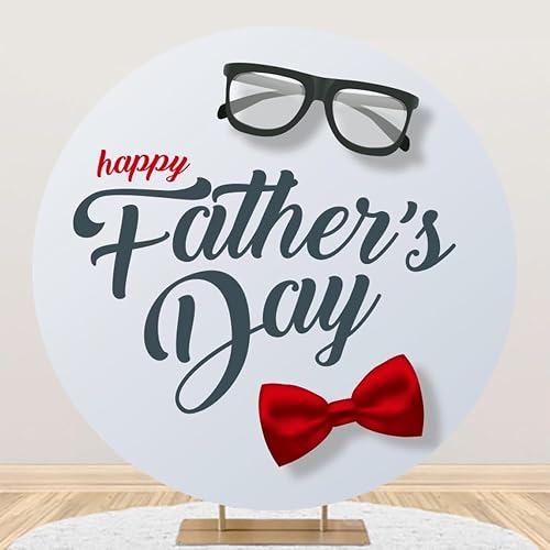 Leyiyi 7.2x7.2ft Happy Father's Day Round Backdrop Cover Eyeglasses Red Bow Tie 