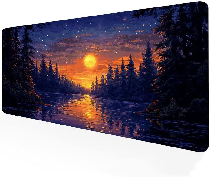 Tapis de souris gamer XXL 1200x600mm ciel étoilé et lune G1-258 grand sous-main