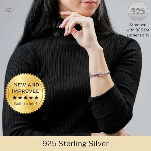 MAX + STONE 925 Sterling Silver Bracelets for Women | 7.5 Inch Pure Silver Mesh Bracelet | Hypoallergenic Anti Tarnishing Solid Silver Bracelets2