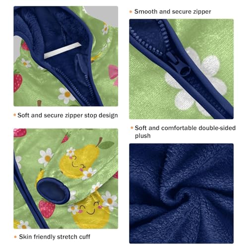 Fruit Floral Bow Background Toddler Fleece Jacket Girl Boys Hooded Fleece Jacket Coat Warm Outwear Zip-up 3-10T3