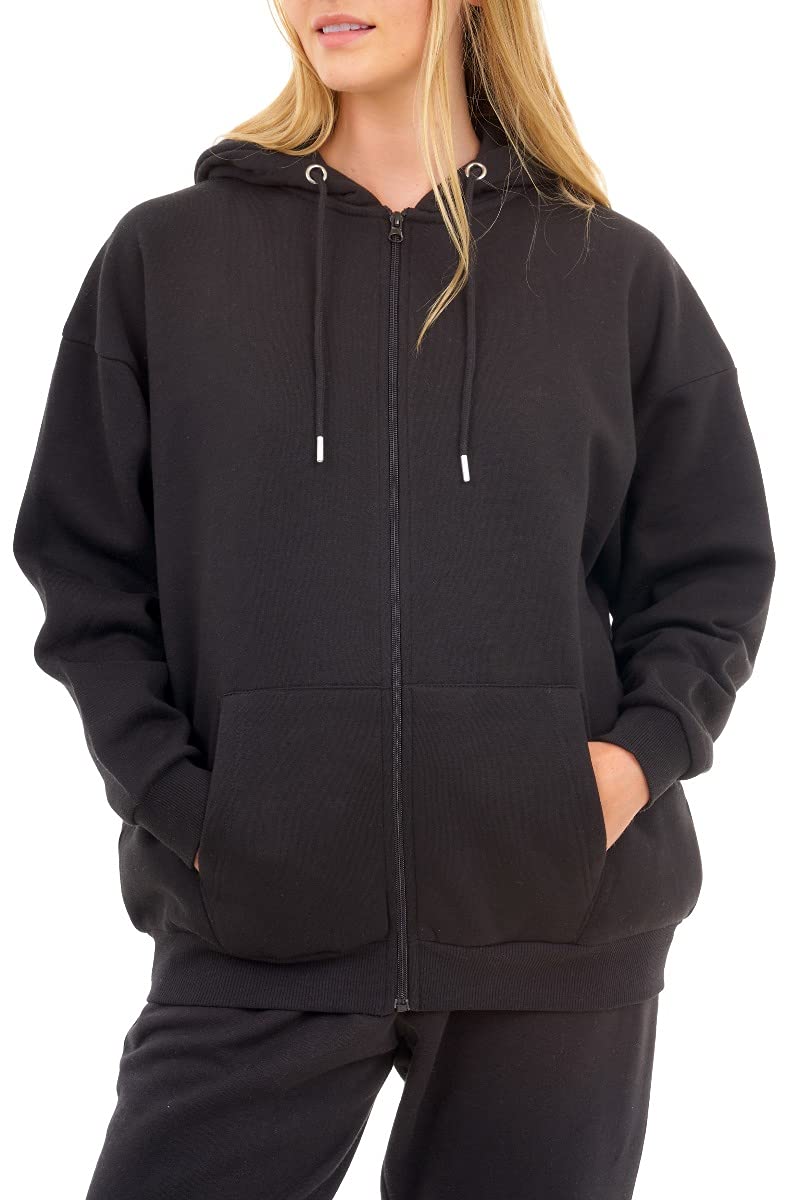 M17 Women's Black Recycled Oversized Sweatshirt Soft Cosy Casual Long Sleeve Top Pullover Jumper Crewneck Sweater (S, )