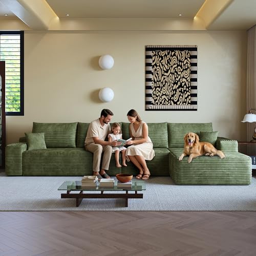 Image of 96 inch Sectional Couches for Living Room Cloud Couch Sofa with L-Shape Upholstered Boneless Couchs Modern Modular Sectional Couch with Chaise