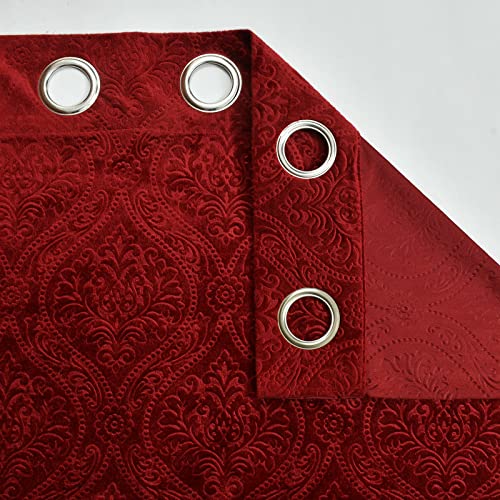 Image of Suede Velvet Embossed Room Darkening Door Curtain for Living Room, Bedroom, Hallway, 7 feet Long, Maroon, Set of 1