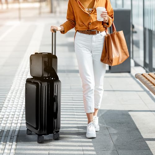20 Inch Carry On Luggage 22x14x9 Airline Approved, Carry On Suitcase with Wheels, Hard-shell Carry-on Luggage, Durable Luggage Carry-On, Jet Black Small Suitcase with Cosmetic Case - Image 3