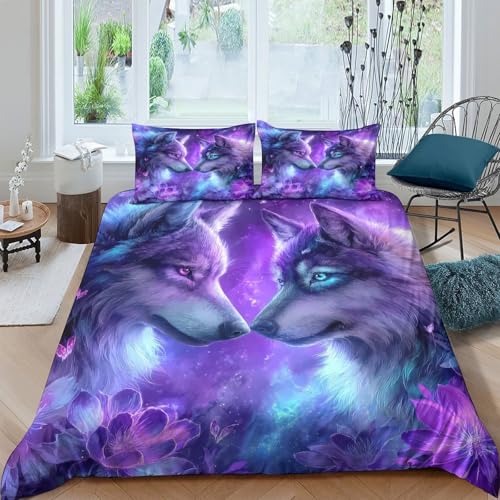 Housse de couette violette 3D 200x200 parure de lit microfibre ado - 4