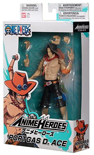 BANDAI - Anime Heroes - One Piece - Figurine Portgas D. Ace 17 cm - Licence Officielle One Piece - Figurine d'action articulée Ace - 36934