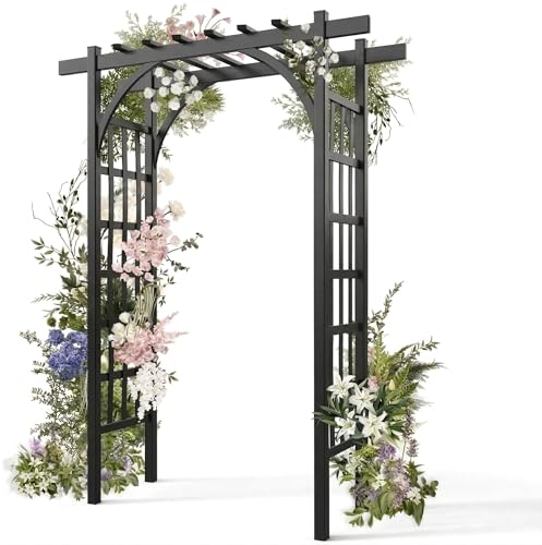 LEADZM Rosenbogen Hochwertiger PVC-Bogen Löst Rostprobleme Robust und langlebig - Geeignet für Kletterpflanzen und Hochzeitsdekorationen 155 x 55 x 216 cm