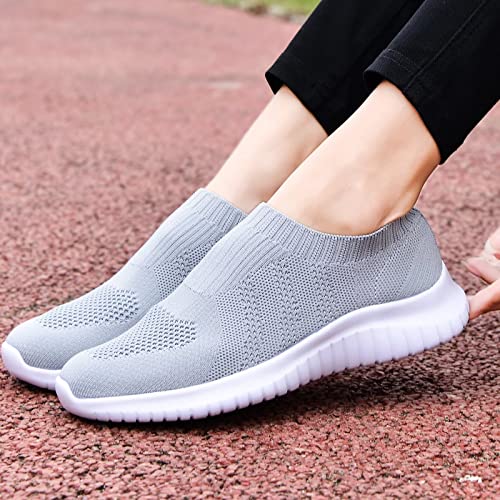 Image of konhill Womens Slip On Sneakers Lightweight Knit Walking Shoes