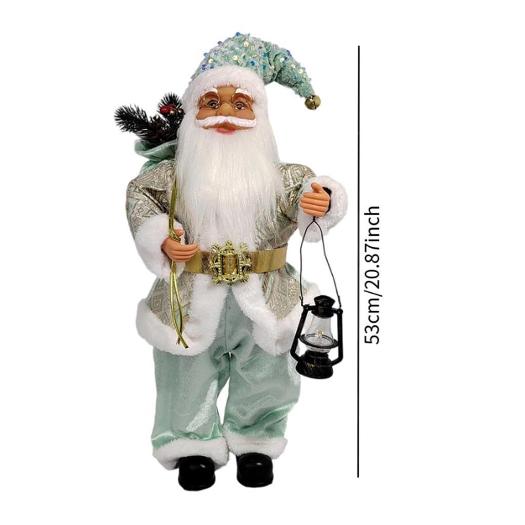 Santa Man Doll Muñeco Navideño de Tela con Traje Tradicional Figura Decorativa Coleccionable para Mesa Adecuado para Sala de Estar Dormit, Verde, Individual