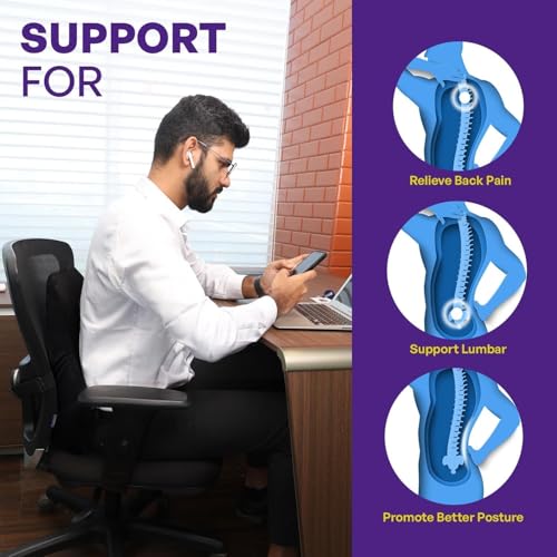 Image of Rylan Memory Foam Car Seat Back Support, Orthopedic Lumbar Back Rest for Back Pain Relief, Back Support Pillow for Office ChairCarBack Support Pillow,-Seat Cushion, Zed Black.
