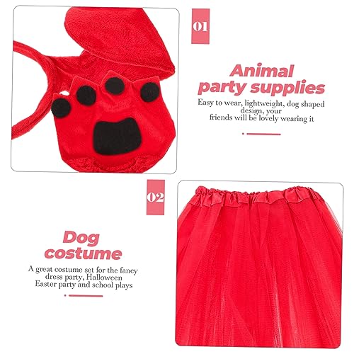 WRITWAA 3 Sätze Dackel Stirnband Dalmatiner Nase Mesh Rock Set faschingkostüme hundeschwanz dog costume Hundenase Hundepflegetisch Marienkäfer Welpenkostüm Cosplay-Versorgung Stoff
