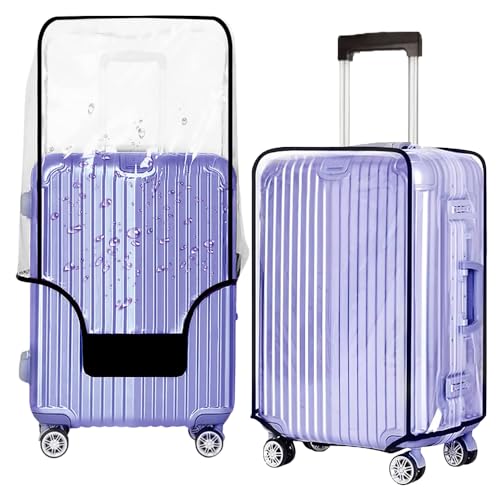 Image of Clear Suitcase Cover - Waterproof Dustproof and Anti-Scratch Luggage Cover - TSA approved Suitcase Protectors, Black Trim-0.4mm, S Suitcase Cover., Clear Luggage Cover