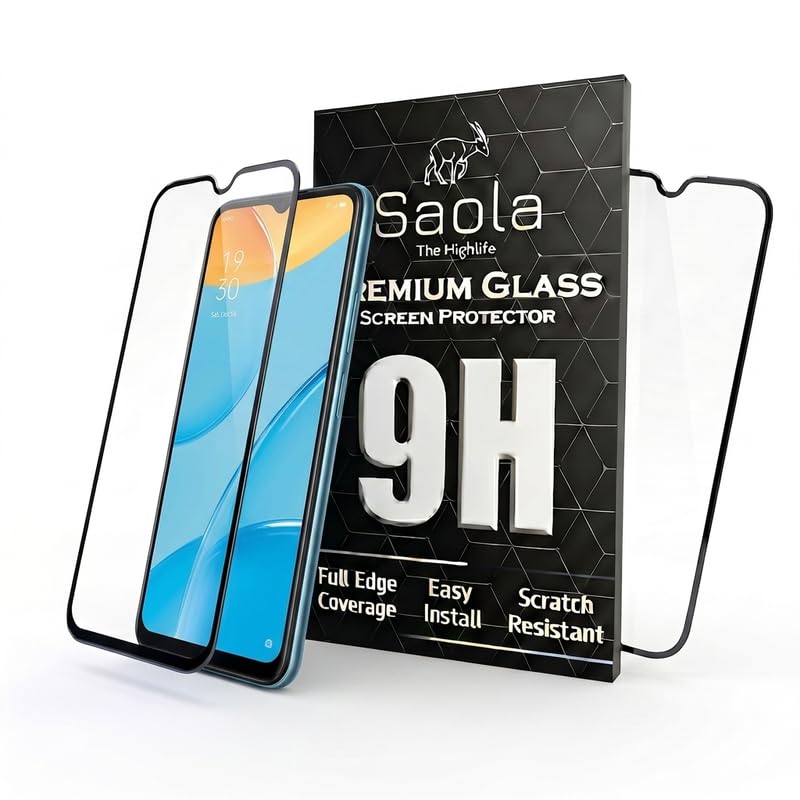 Image of Saola HD+ Oleophobic Tempered Glass Screen Protector For Oppo A15 (Pack Of 2) with Free Installation Kit. Full screen Coverage - 6.52 inch