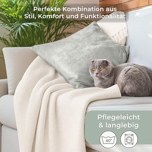 Gräfenstayn Premium Tagesdecke mit Fransen - 100% Baumwolle - 180 x 240 cm - Fischgrätenmuster Sommerdecke - Baumwolldecke als Bett-Überwurf, Couch-Überwurf, Sofa-Decke (Creme)
