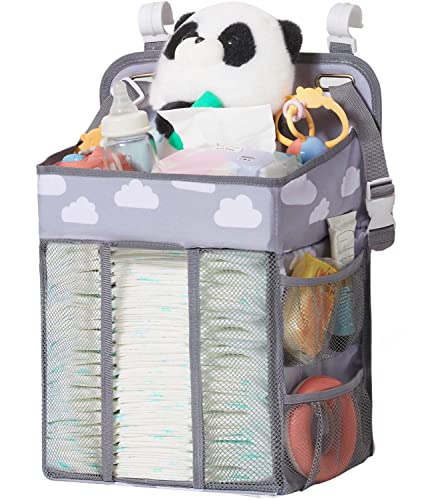 Image of mloong Diaper Caddy, Hanging Diaper Organizer for Changing Table Crib, Baby Storage Organizer Diaper Stacker Gift for Newborn Baby Mom Essentials Nursery Diaper Organizer