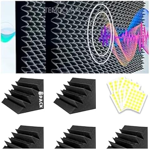 TEMGUAM 8Pack 7x7x12 inch black sound insulation foam board. 48 Pack12x12x1 inch black egg foam. Let you experience different acoustic scenes Cover