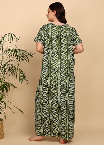 Image of Vlazom Women's Cotton Nighty Gown Combo - Pack of 2 Printed Maxi Nightwear, Free Size, Soft & Breathable Sleepwear for Ladies