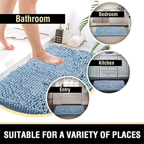 Tapis de bain lavable en machine bleu clair doux 50 x 80 cm Absent - 8