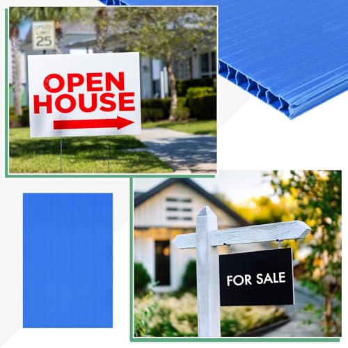 Image of M METERXITY 5-Pack Corrugated Plastic Sheets, 24 Inch x 36 Inch Waterproof Blank Corrugated Poster Board Yard Signs for Garage Sale /Office /Classroom /Party /Lawn Sign Road [5mm Thick, Blue]