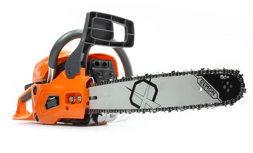 Motosierra de explosión Demon | Motor de dos tiempos | 2,55 kW | 65 cc | longitud de corte útil 38 cm | Sistema de refrigeración por aire | Sistema antivibración