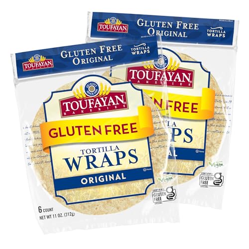 Toufayan Gluten Free Wraps, Original – 2 Pack (12 Wraps Total), Soft 9″ Tortillas, Vegan, Kosher, Freeze for Freshness