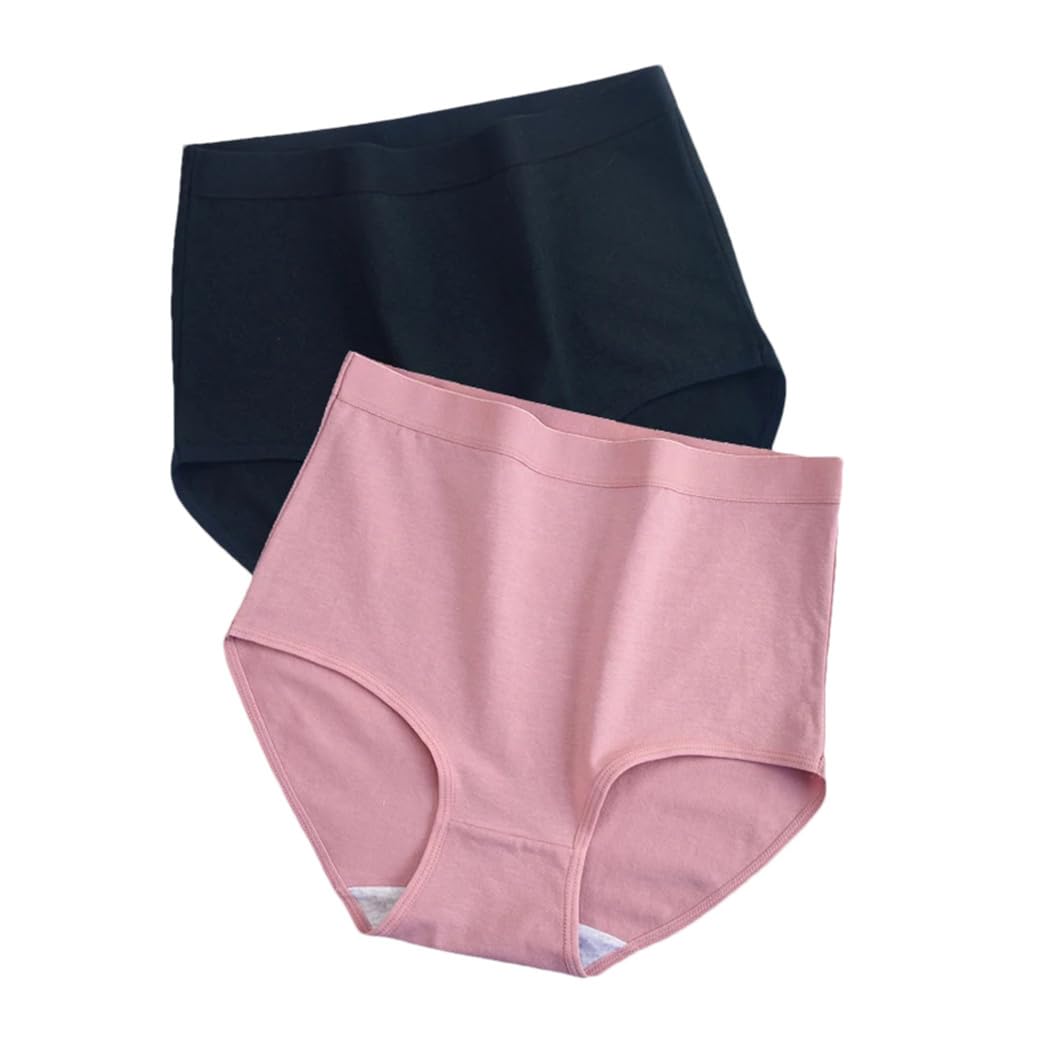 Mutandine da donna in cotone a vita alta tinta unita biancheria intima comoda 2 pezzi