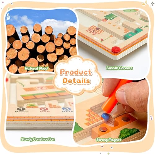 Image of BeFunky Magnetic Colour and Number Maze, Montessori Wooden Toys for 3 4 5 6 Year Olds, Colour Sorting Toys for Toddlers Fine Motor Skills Educational LearningToys for Boys Girls Gifts