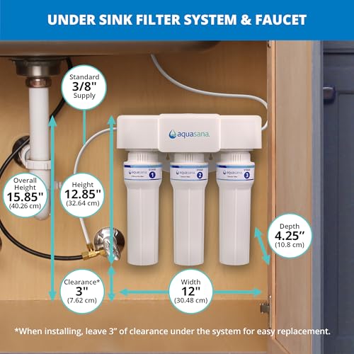 Image of Aquasana Under Sink Water Filter | Claryum 3-Stage Max Flow | AQ-6300M-NF