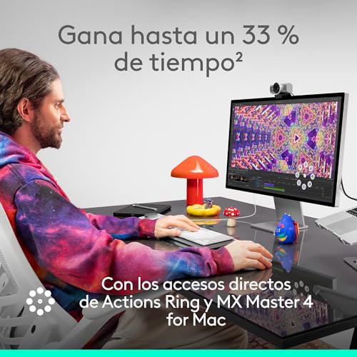 Logitech MX Master 4 for Mac: ratón Bluetooth ergonómico Negro Espacial para macOS e iPadOS 3
