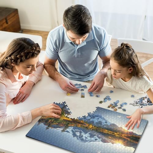 Puzzle de 1000 piezas para adultos con escena de naturaleza y montaña nevada al amanecer 6