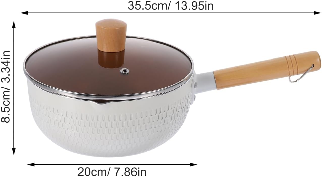 1set Nonstick Saucepan Lid Japanese-style - Cooking Pot for Noodles and Sauces Comfortable Wooden Handle for Home Kitchen Use