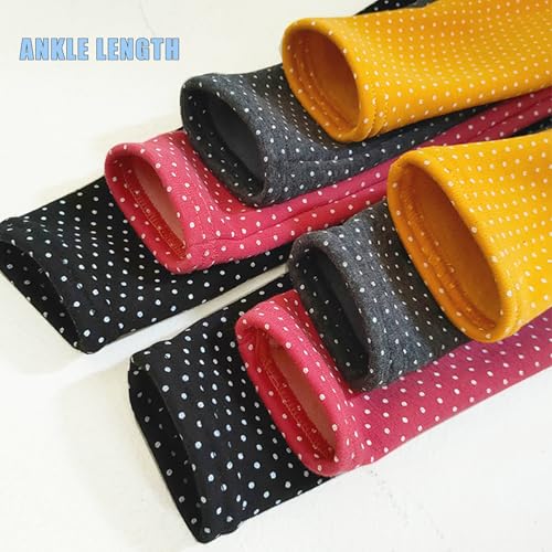 Kiench 3 Pack Girls Fleece Lined Leggings Cotton Thermal Tights Pants Polka Dot Printed4