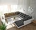 Produktbild DELIFE Couch Clovis XXL Weiss Schwarz mit Hocker Ottomane Links Wohnlandschaft