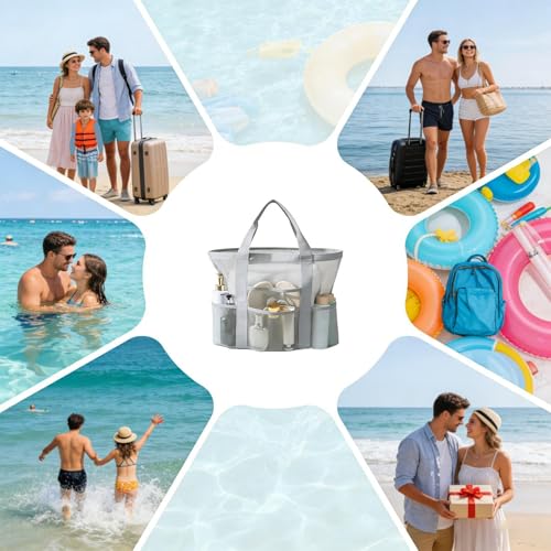 Bolsa de piscina multifuncional de malla ventilada con asas anchas ergonómicas 4