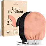 L’Exfose 2x Gant Exfoliant Corps   Gant de Crin Kessa Gommage Corps et Visage en Viscose Naturelle   Élimine les Cellules Mortes de la peau et Hydrate   Sensation de Spa Agréable Sans Savon Noir