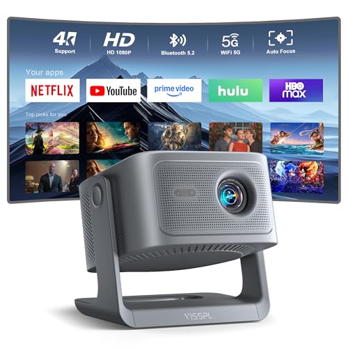 [30 000 lumens & application sous licence officielle] Vidéoprojecteur intelligent 4K Home Cinéma, VISSPL 3D Dolby audio et mise au point automatique, projecteur d'extérieur pour téléphone portable