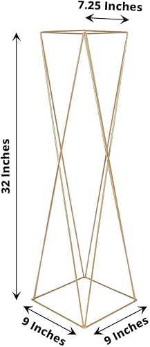 Miniatura 3 de Efavormart - Paquete de 2 centros de mesa de metal entrecruzado geométrico dorado de 32 pulgadas soportes de flores con pedestal de columna abierta