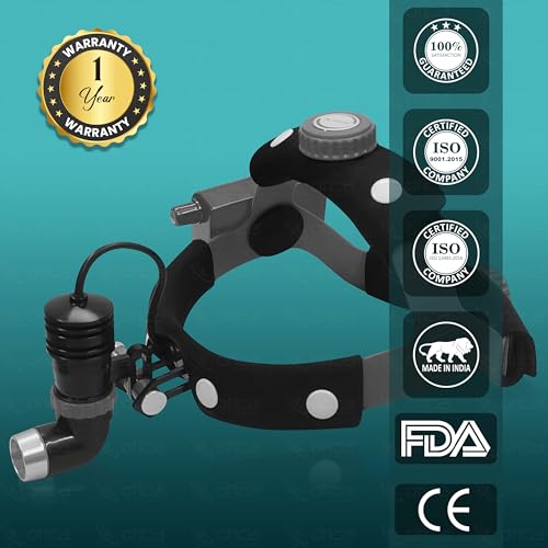 Image of OTICA 10W ENT Surgical LED Headlight High-Intensity Medical Headlamp for Doctors Hospital Dental Portable Rechargeable Headlight (Brightness, Spot Size Control + Dual Detachable Battery) - Grey