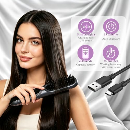 Cepillo alisador inalámbrico 4 en 1 para todo tipo de cabello miniatura 6