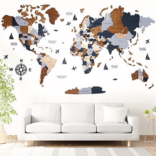 WOW WOOD® Mappa del Mondo in Legno 3D in Italiano - Decorazioni murali di alta qualità | Montaggio a parete senza attrezzi | Idea regalo per ogni ricorrenza (62.00 x 120.00 cms, Marrone scuro) WOW WOOD® Mappa del Mondo in Legno 3D in Italiano - Decorazioni murali di alta qualità | Montaggio a parete senza attrezzi | Idea regalo per ogni ricorrenza (62.00 x 120.00 cms, Marrone scuro)