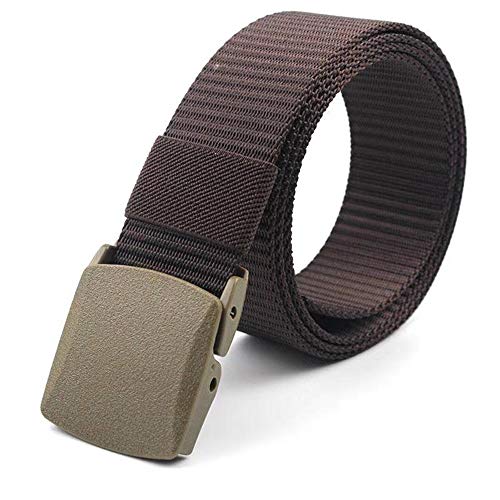 Miobo Ceinture unisexe, en tissu toile de nylon, réglable en continu, avec boucle en plastique, marron, Medium Cover