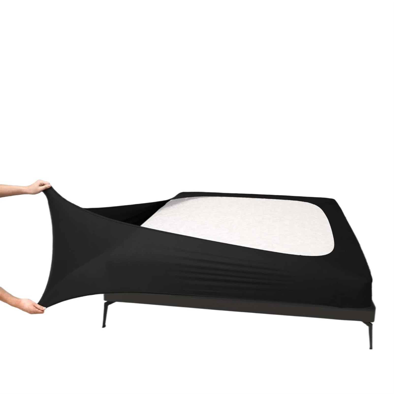 LPHFDCS Divan Base Cover Ingenious Box Spring Cover Queen Size-Jersey Knit & Stretchy Wrap Around 4 Sides Bed Skirt for Hotel & Home-Up to 12 Inch Height Bed Skirt(Black,Full 54x75 inch)