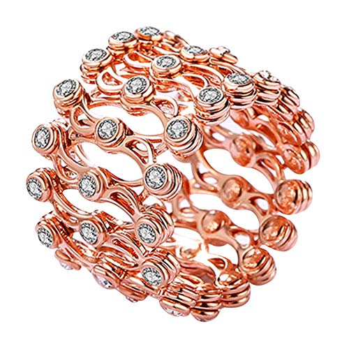 Lanbowo 2-in-1 Transformable Pulsera Anillo Telescópico Anillo Regalo de Cumpleaños para Mujer - Rosa y Dorado, 1