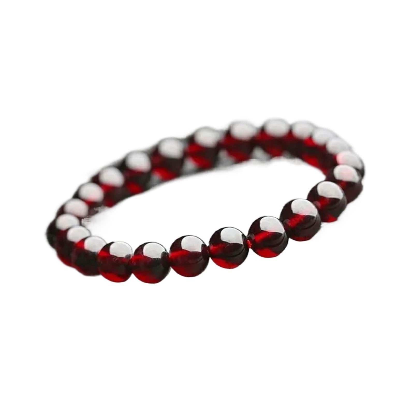 Generico Bracciale con granato rosso naturale Donna Uomo Perline trasparenti elasticizzate Perlina di cristallo rotonda AAAAAA