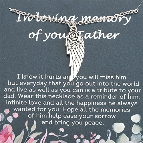 PLITI Sympathy Gift Memorial Jewelry Bereavement Gift In Loving Memory Of Your Father Angel Wing Necklace