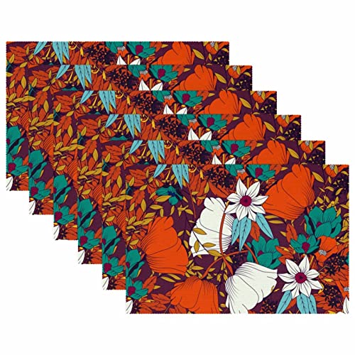 Set de table antidérapant résistant à la chaleur | Napperon vintage floral d'été x6