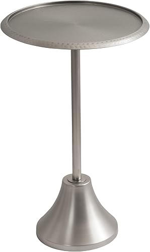 Miniatura 75 de Kate and Laurel Sanzo - Mesa moderna de pedestal para bebidas; 9 x 9 x 23; latón antiguo y negro; mesa auxiliar decorativa con mesa martillada para